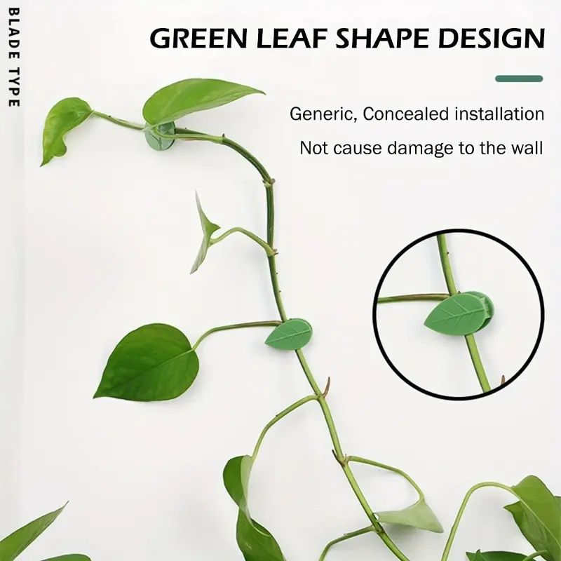 10pcs Green Plastic Climbing Wall Clips, Self-Adhesive Support Fixing Hooks, Sticky Garden Vine Holder for Pothos and Decorative 5