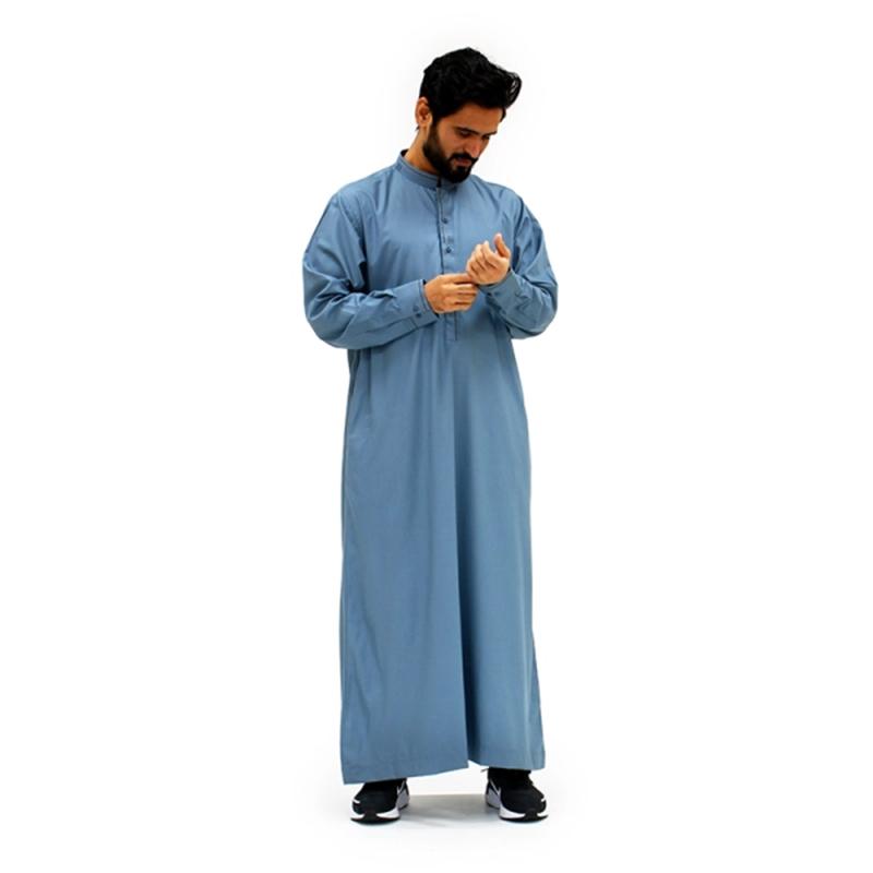 Blue Collared Pattern Thobe ASM 956-03 2