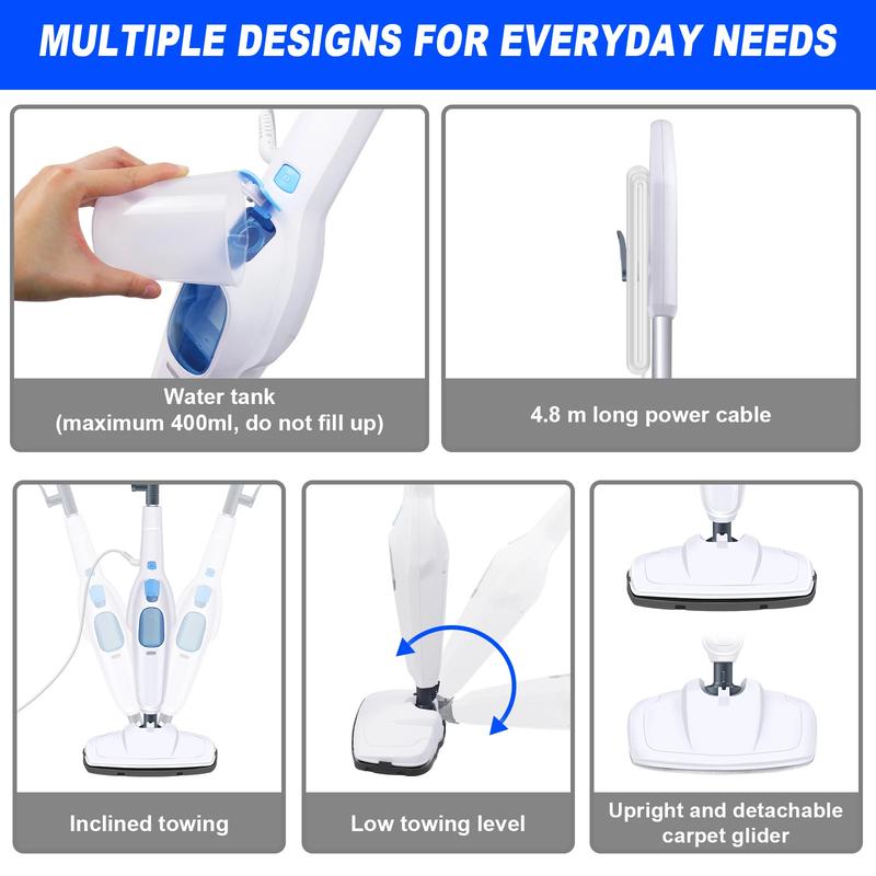 DayPlus Steam Mop & Detachable Steam Cleaner, 1500W Powerful Floor Steamer for Carpet Laminate Hardwood with 2 Washable Pads and 400ml Capacity home  appliances   steam mop electric  mop cleaning steam  mop 4