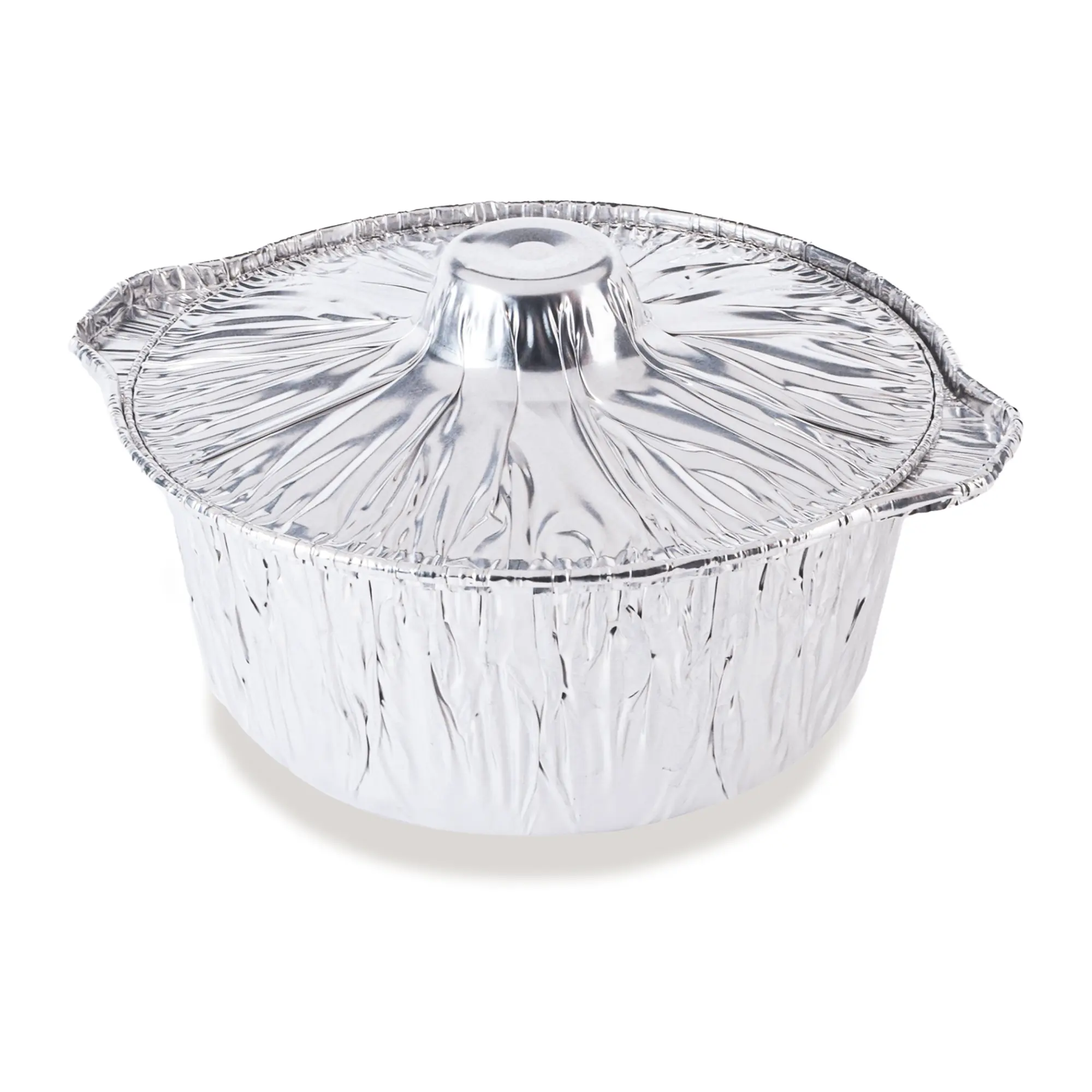 Aluminium Foil Container Pot With Lid 2kg (x10) Oven-Safe and Freezable, Ideal for Portioned Meals, Ready Meals, Hot or Cold Food. Perfect for Both Restaurants and Personal Use, Count 10 Cookware Disposable Stackable