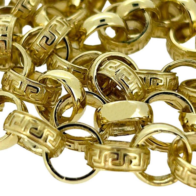 9ct Yellow Gold Greek Patterned Belcher Chain 24 Inches 1