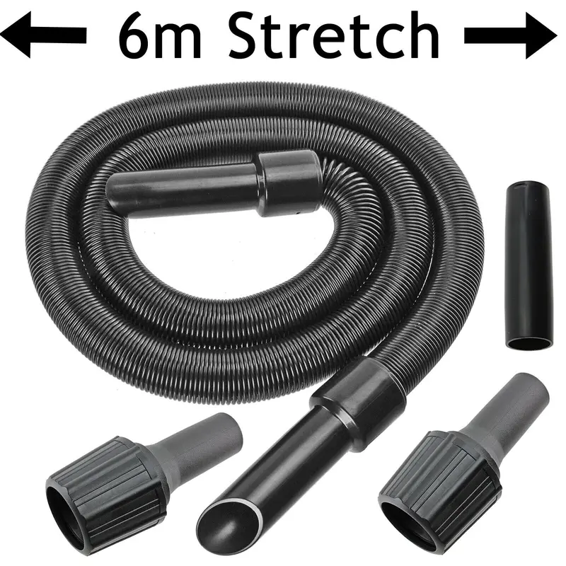 SPARES2GO 6m Extra Long Extension Pipe Hose Kit compatible with Numatic Henry Hetty Vacuum Cleaner (6 Metre Hose + 3 x Adaptors) 1