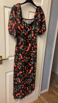 Product Review of Back To School Womenswear Plus Size Fruit Print Puff Sleeve Dress, Casual Wear Shirred Split Thigh A Line Dress for Daily Holiday Vacation Wear, Chic Dresses for Women, Women Plus Clothing for Summer,  Clarasummers14 Dress from S**e 0