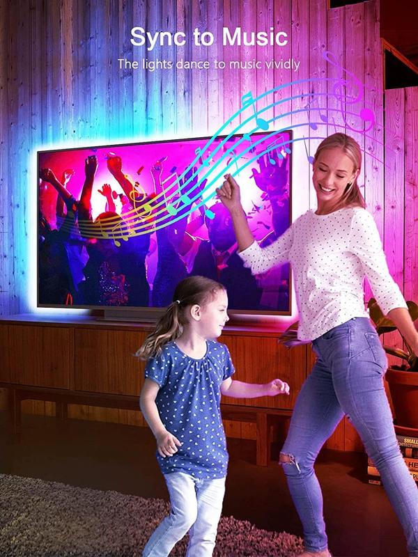 TV Light Strip, 5M LED Backlight for 45-75 Inch TV, Music Sync RGB Color Changing with Bluetooth Function - Home Theater Lighting (16.4ft) 2