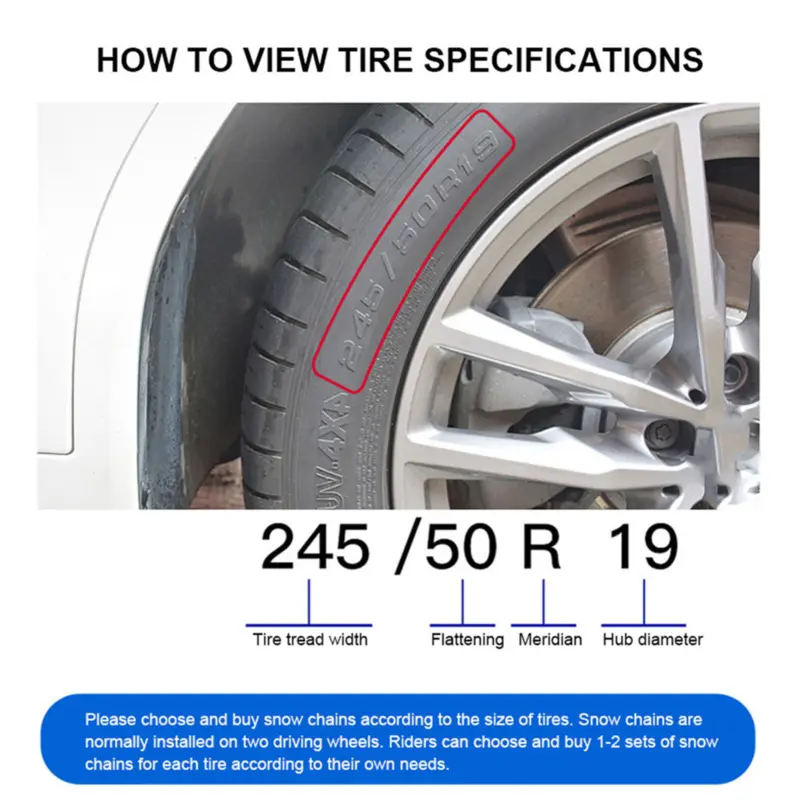 8X Snow Tire Chain for Car Truck SUV Anti-Skid Winter Emergency Muddy Driving 6