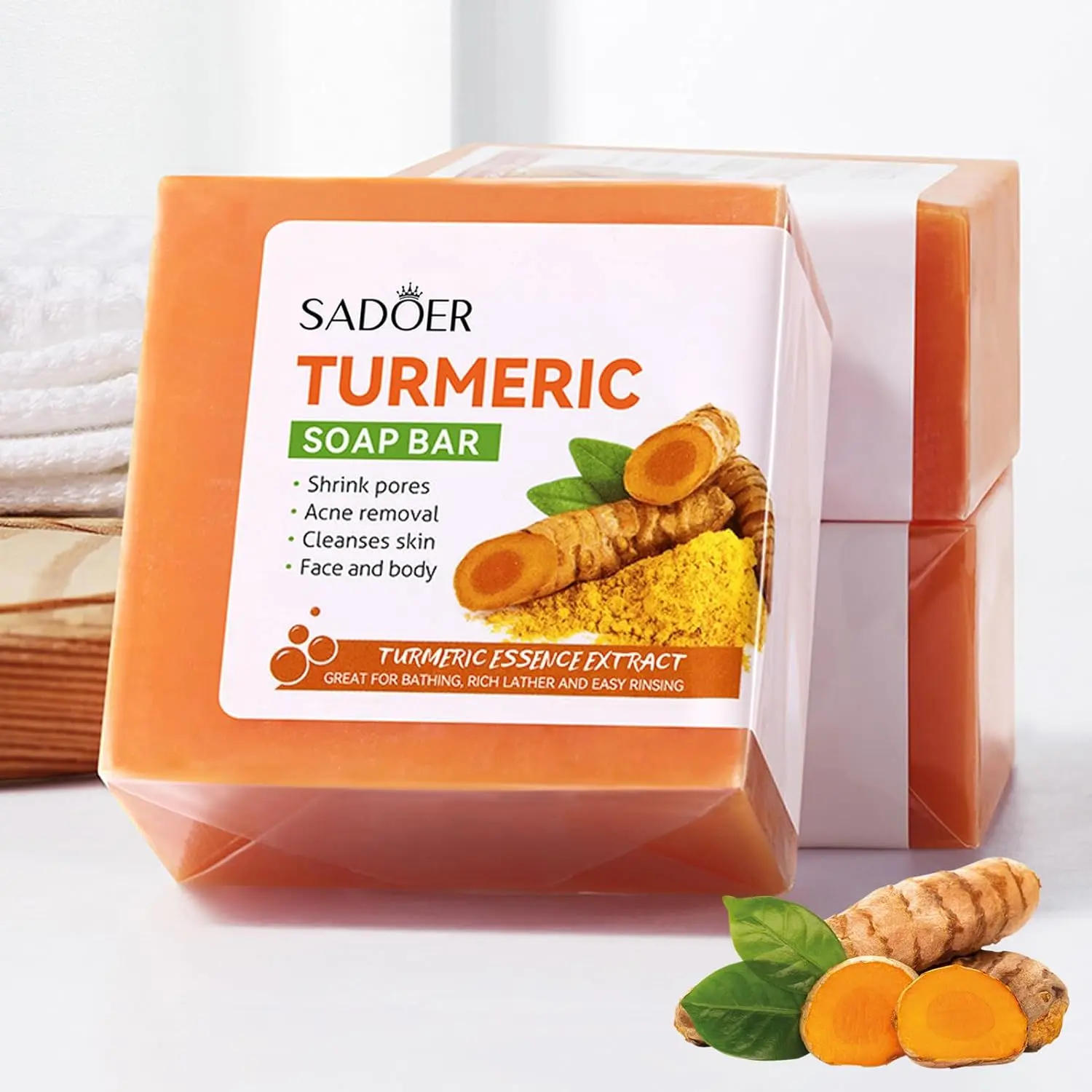 Tumeric soap bar for brightening skin body wash shrink pores EID gift handmade body care soap bar turmeric deep cleansing acne removal cleanse body and face
