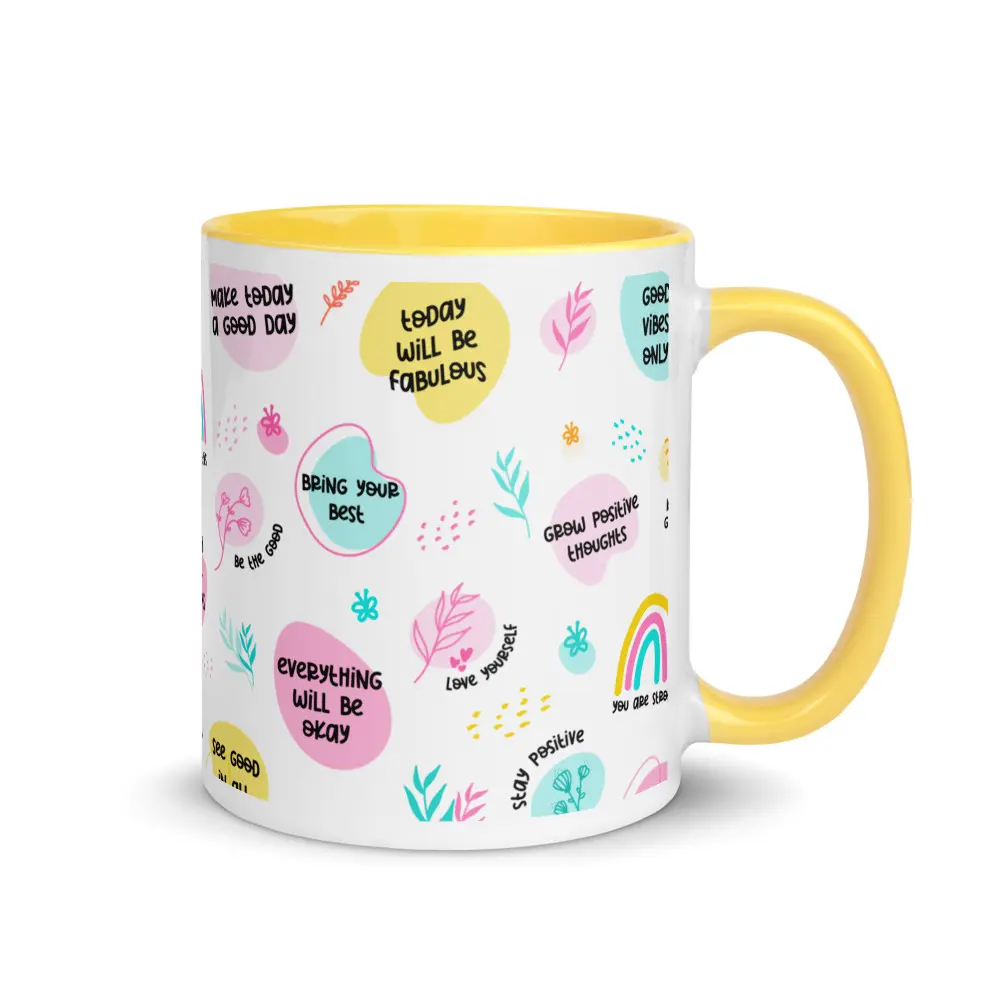 Colorful Ceramic Coffee Mug with Inspirational Quotes, Reusable and Washable, 11 oz - Tea, Cup, Reuse, Tumbler, Drinkware obsession mugs girly new cozy  mugs mug  of  tea novelty  mugs cups  mugs
