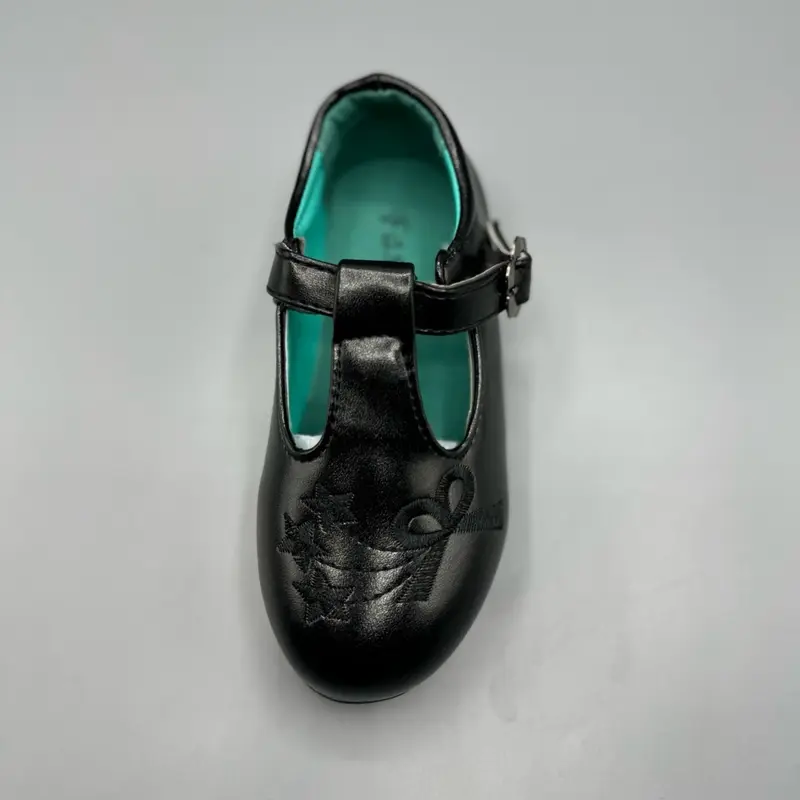 Girls Black Buckle Smart Lightweight Winter School Formal Walking Soft Cushioned Shoes for Kids 3