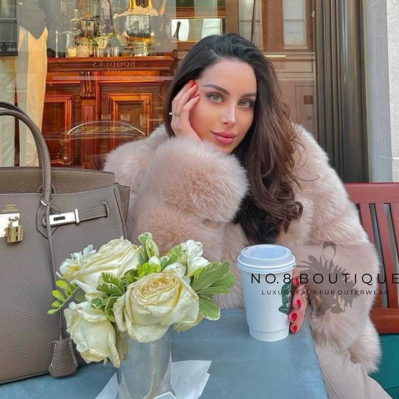 Classic 5 Row Sand Faux Fur Jacket 1