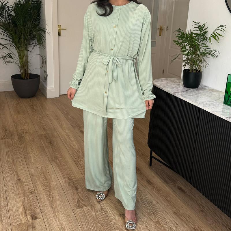 STYLEME LADIES 4 BUTTON RIBBED CO ORD SET MODEST WEAR 1