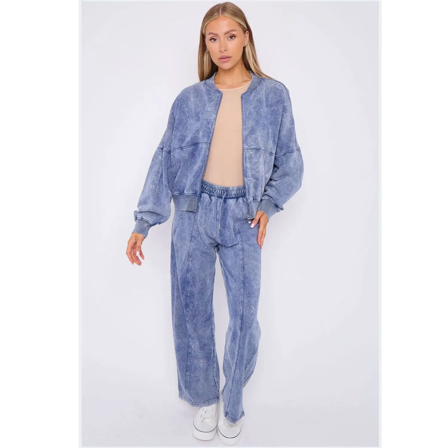 Women's Oversized Fleece Zipper Jacket Jogger Set Ladies Bomber Style Co-Ord Tracksuit