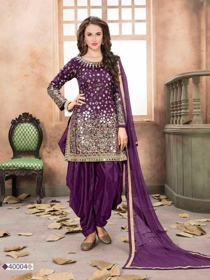Purple Indian Silk Punjabi Patiala Suit