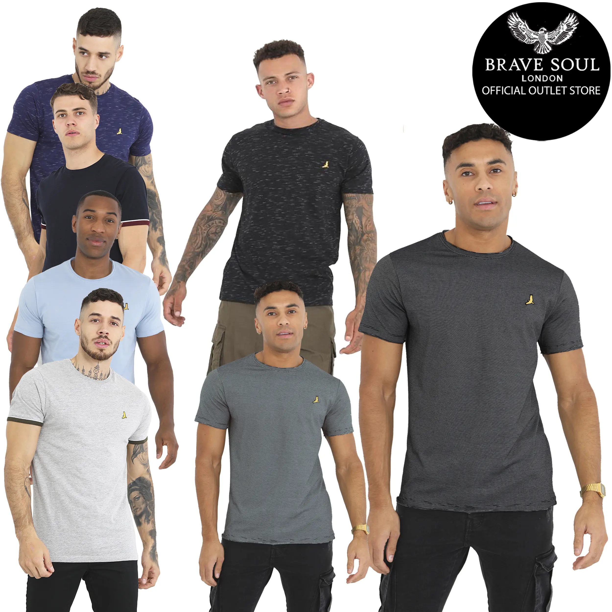 Mens Brave Soul Short Sleeve Cotton Rich T-Shirt Gym Casual Top Base Layer
