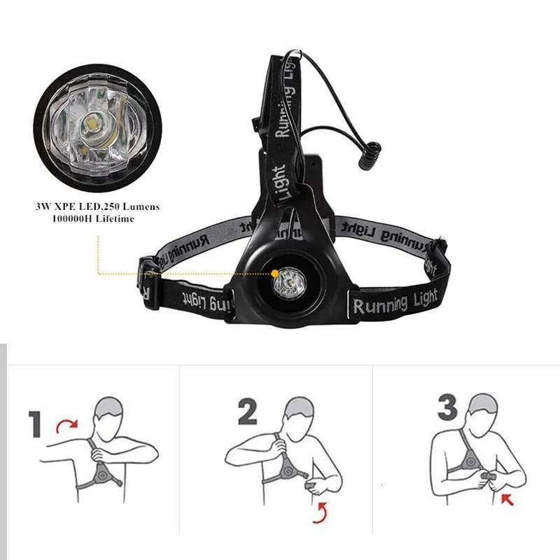 Waterproof Night Running Light, USB Rechargeable LED Chest Light Safety Wearabl 7