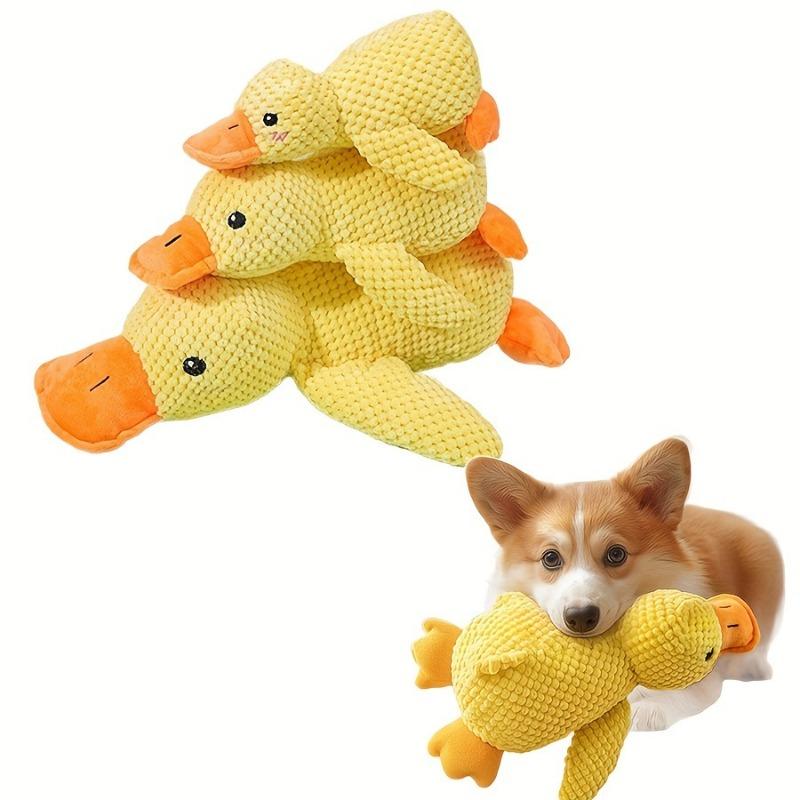 Yellow Plush Duck Emotional Comfort Toy for Dogs - Soft, Quilted Design with Orange Beak & Webbed Feet, Ideal for Medium to Small Breeds, Emotional Support Toy|Quilted Texture|Soft Plush Material, Dog Toys 2