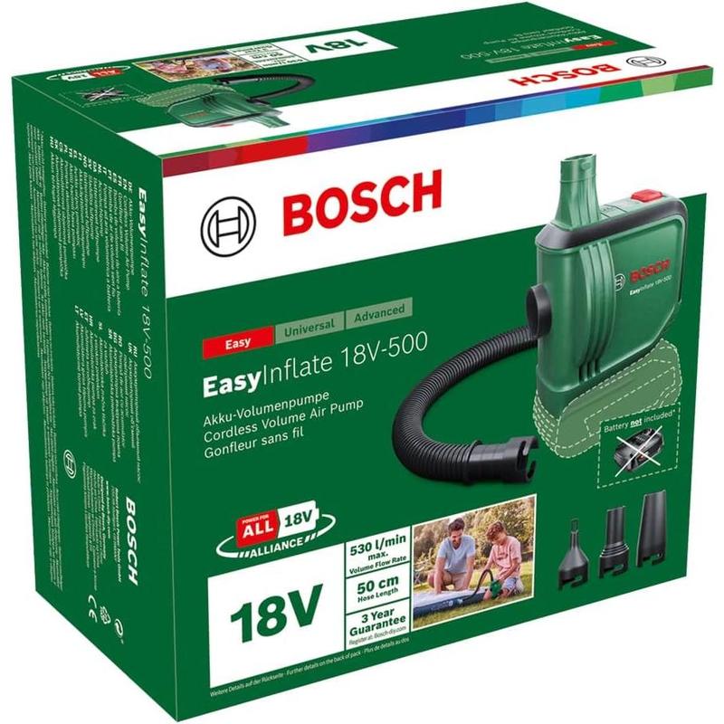 Bosch Home and Garden Cordless Air Pump/Air Pump for Air Mattress EasyInflate 18V-500 (Without Battery; 18 Volt System; Inflate or Deflate Airbeds, Paddling Pools and Other Toys; in Carton Packaging) 6