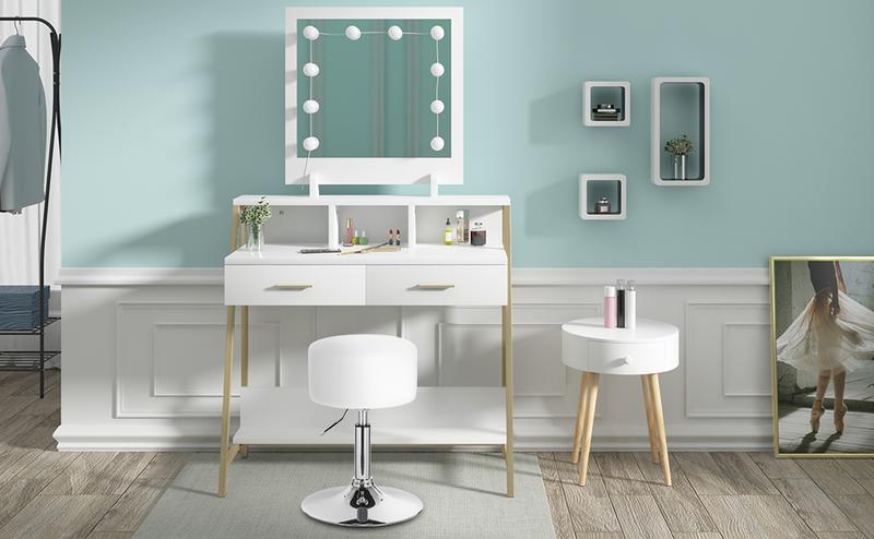 Product Introduction of WOLTU Breakfast Kitchen Counter Bar Stool Chair Faux Leather Seat Adjustable Barstool White Dressing Stool 2