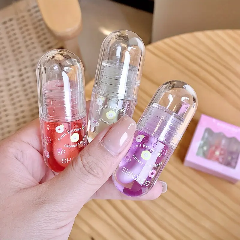 New Style 1pc Hydrating Fruit-Infused Lip Oil - Jelly Lip Gloss with Shimmer Finish, Lightens Fine Lines, for All Skin Types Valentine's Day Gift, Birthday Gift 2