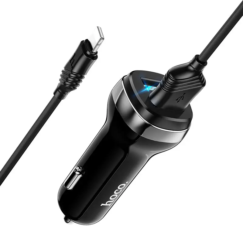 Fast Charging Dual Port USB Car Charger with Lightnning Cable For iPhone, Samsung 2