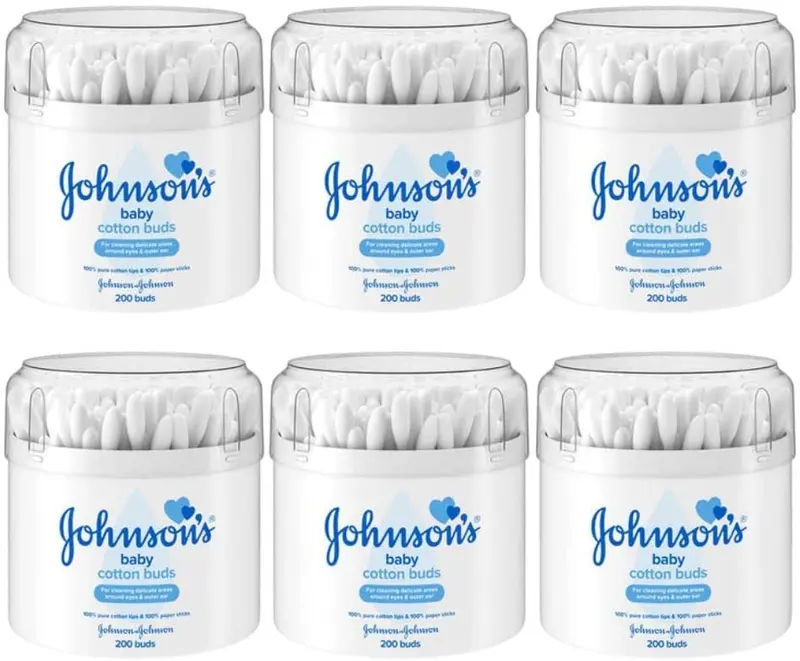Johnson's Baby Cotton Buds (200) - Pack of 6 - Naturally Absorbent with 100% Pure Cotton Tips & 100% Paper Sticks 2