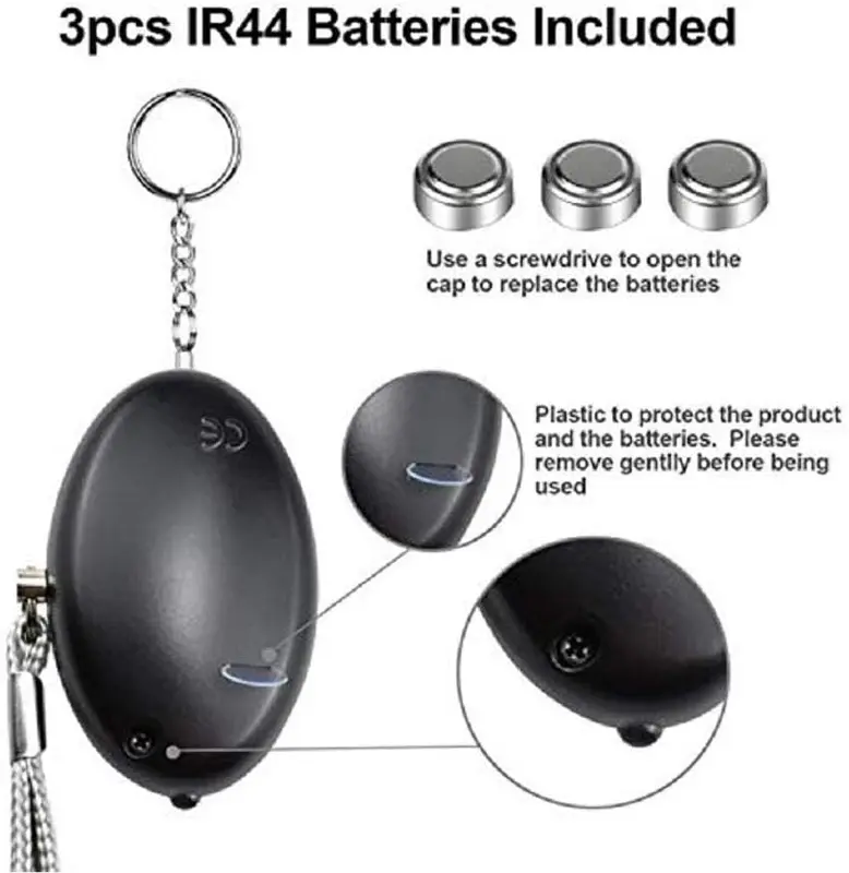 Emergency Personal Safety Alarm, 140DB Security Alarms Keychain with LED Light, Portable Defence Alarm, Self-Protection Loud Alar, Anti-rape Alarm protection, Panic Alarm for Men, Women, Children and Elders 3