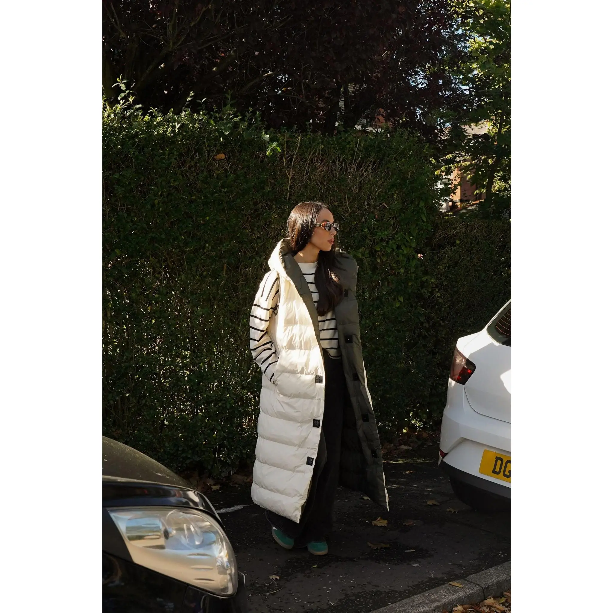 Love Laura Reversible Gilet In Khaki & Neutral