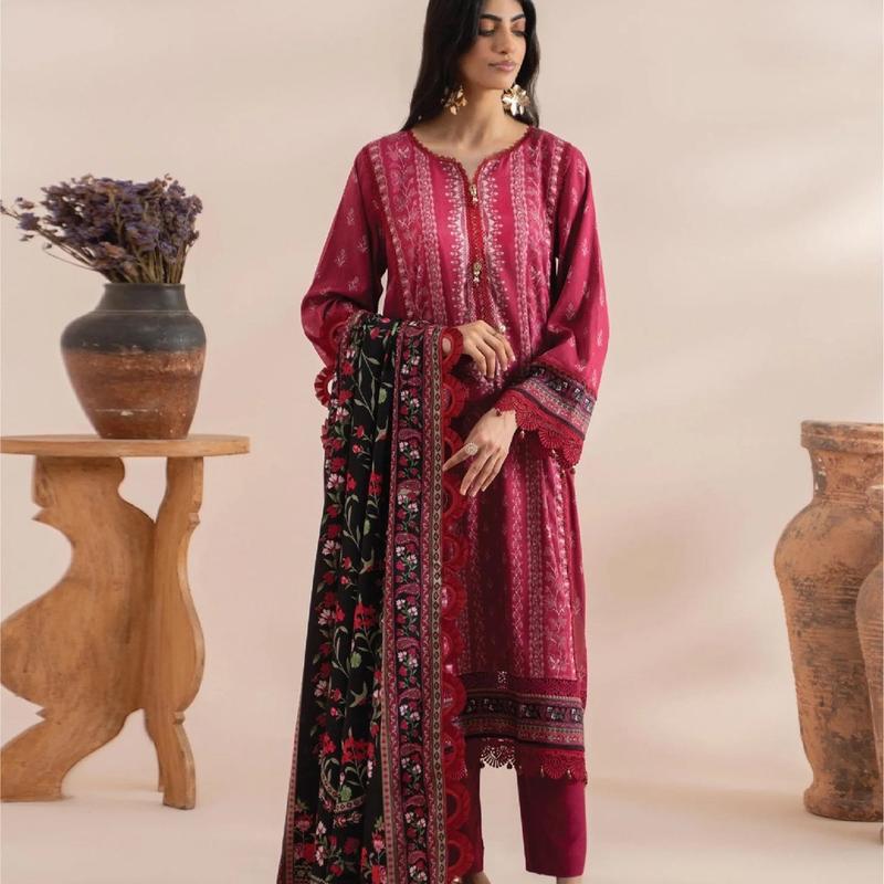 NEW Mausummery 2024 linen 3pc Digital Printed Dress with Lacing  Dupatta stitched suits pakistani dresses 6
