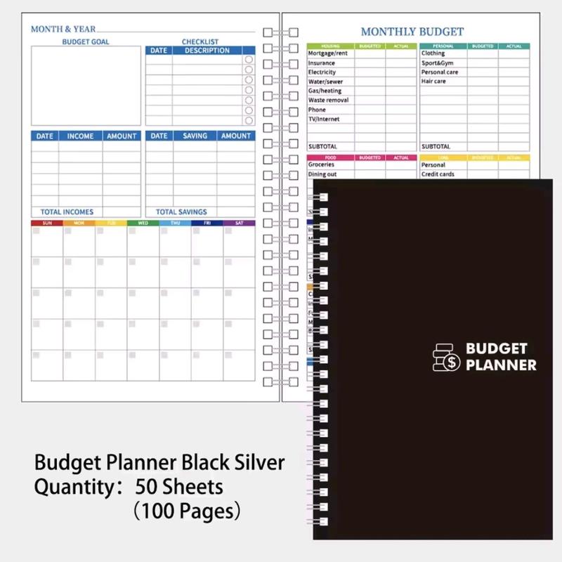 NEW IN: A6 Monthly Budget Planner & Tracker with Fine Line Coloured Pens - Black. 1