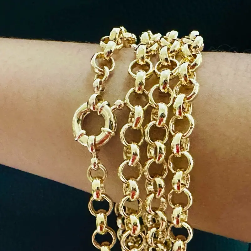 9 carat 9k yellow gold plated men’s women’s kids teens boys girls unisex’s Rolo , belcher chain bracelet. Newborn- XXXXX LARGE All Sizes , Width=7mm , Uk sales 6