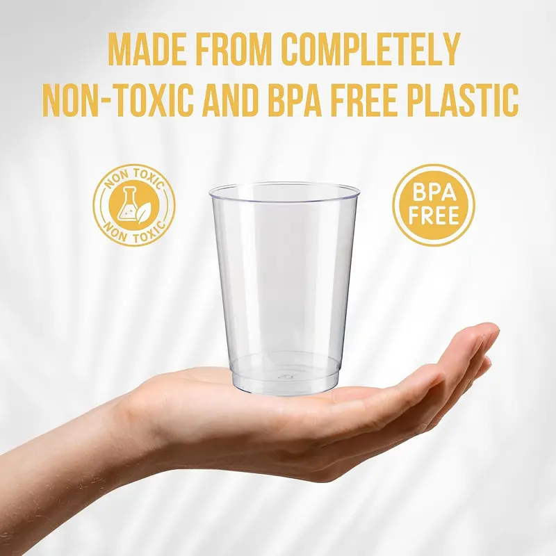 40 Premium Clear Hard Plastic Cups/Tumblers - 10oz (285ml) Reusable Tumblers for Drinks, Cocktails & Desserts - Sturdy Stackable Party Glasses for Weddings, Anniversaries, Birthdays, Camping & Picnics 3