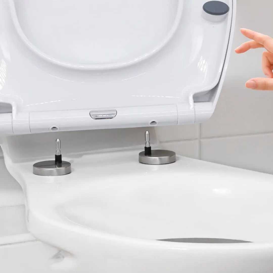 Marco Paul 18" Standard Traditional White Quick Relase Toilet Seat Universal Adjustable to Fit Most Toilets Oval Seat with Hinges & Parts Bathroom En-Suite Indoor Soft Close Toilet seat
