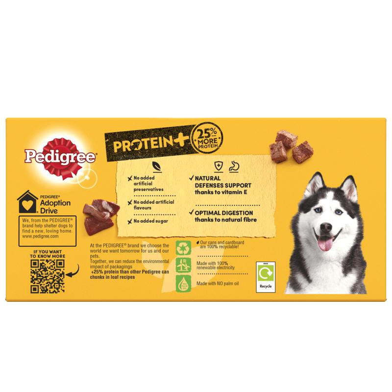 Pedigree Dog Food Tins | Protein + Plus (25% Extra Protein) | Complete Wet Food for Adult Dogs | High Quality, Natural Ingredients | Bulk Buy Deals Available | Turkey, Chicken, Duck, Beef, Game & Poultry Flavours in Pate Style Loaf 4