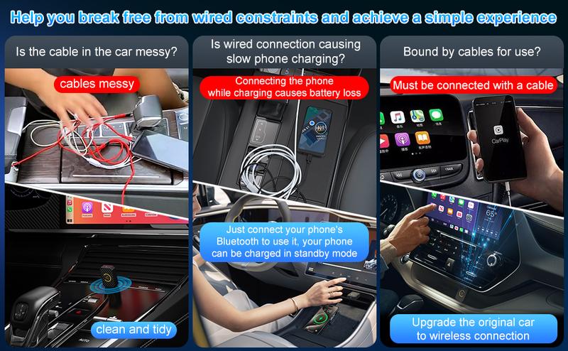 Product Introduction of 【UK SELLER Delivered within 72H】2 in 1 Wireless CarPlay Adapter & Android Auto Wireless Adapter - Convert Factory Wired to Wireless CarPlay Dongle Cars - Stable Fast Connection- Plug& Play - Auto Connect & Online Update 6