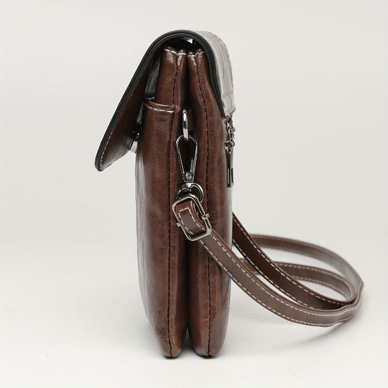 Mini Retro Style Crossbody Bag, Oil Wax Leather Mobile Phone Bag, Women's Shoulder Flap Purse 6