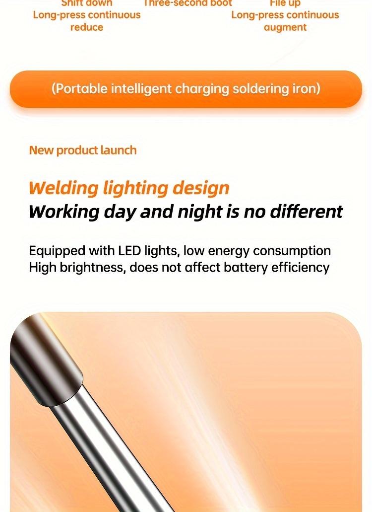 Product Introduction of 1pc Mini Cordless Soldering Iron Kit with Digital Display, 3 Temperature Settings, USB Rechargeable Portable Soldering Tool for Home Appliance Repair, Jewelry Crafting, DIY Projects - Plastic, Orange & Dark Grey, Compatible with PC 8