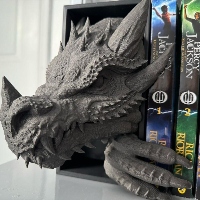 Dragon Book Nook 3D Printed Fantasy Shelf Decor Unique Gift - Ornaments Dragon Book Nook Insert | Magical 3D Effect Bookshelf Decor | ACOTAR Inspired | 3d Printed Decor | Unique Book Display | Bookish Gift Tail 6