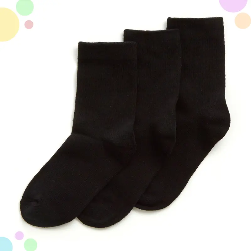 3 Pairs Kids Boys Girls Unisex Plain Cotton Rich School Sock Uniform Calf Socks Size UK from 6-8.5 up to 4-6.5 1