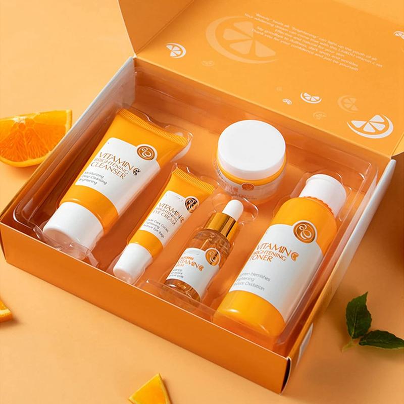 Skincare Gift Set for Teenage Girls - Vitamin C Serum Skin Care Sets & kits - Pamper Gifts for Women - Includes Cleanser, Face Serum,Cream,Toner, Eye Cream - Anti-Aging Daily Skin Care (5 Pieces) Facial Smooth Brightening Facial Cleanser 3