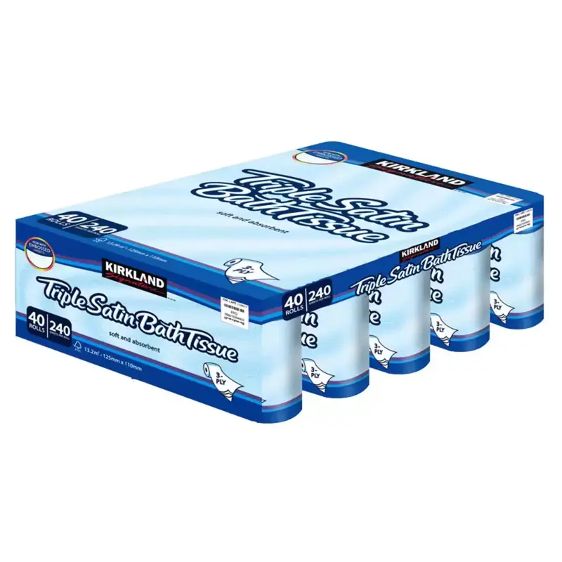 Kirkland Signature Triple Satin 3-Ply Toilet Tissue, 40 Rolls Pack of 2 - Soft and Durable 1
