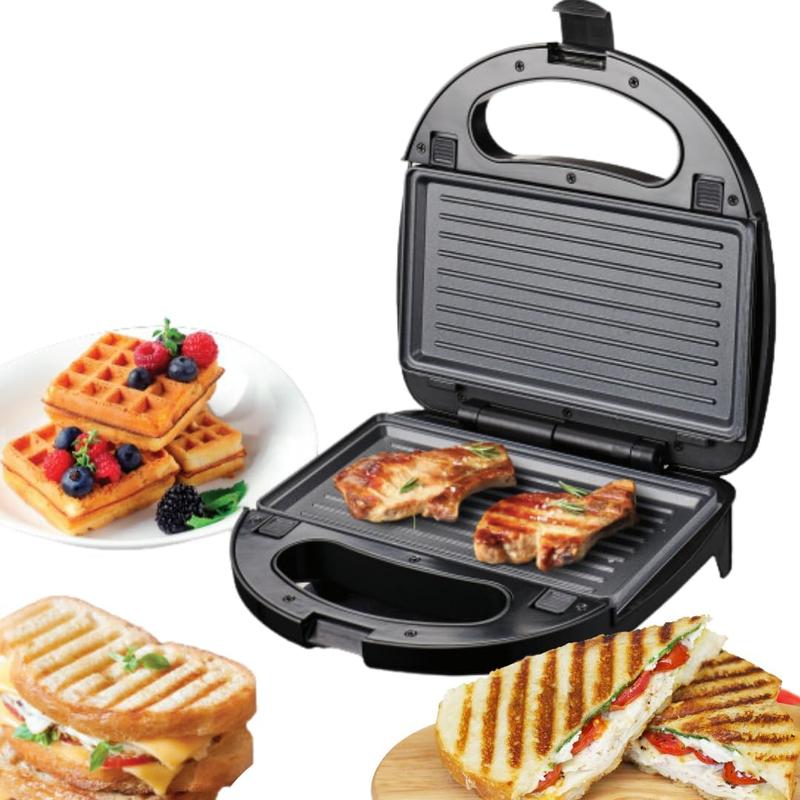 Domestic King 3 IN 1 Snack Maker Waffle Machine, Sandwich & Toastie Maker, Panini & Grill Press, Interchangeable Non-Stick Plates 0