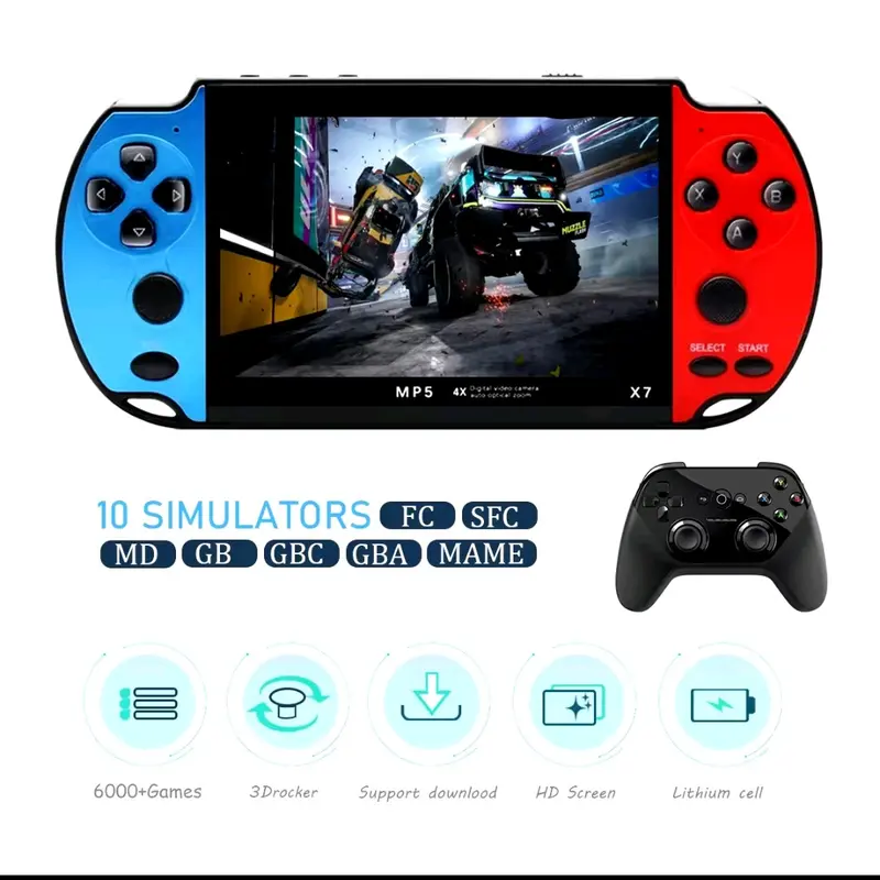 GAMINJA X7 4.3inch Handheld Game Console IPS Screen Video Game Player HD Game Console Built-in 10000 Games For GBA GBC NES GBC retro 1
