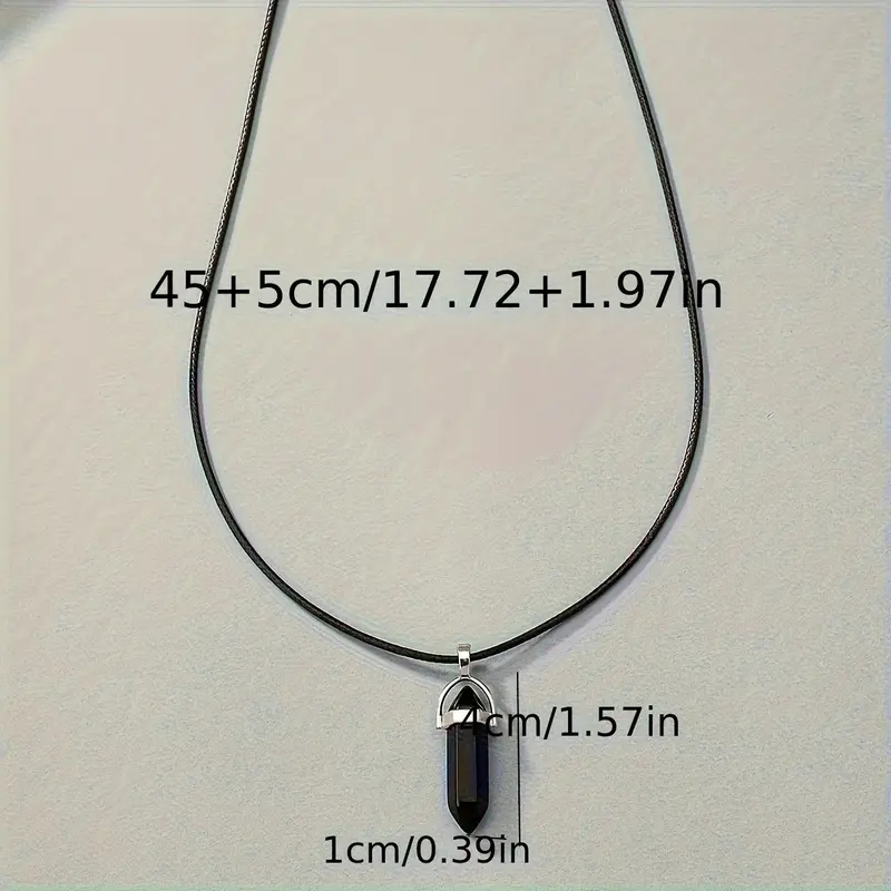 E&I    Black Crystal Hexagonal Pendant Necklace with Stylish Design - Ideal for Casual Wear and Couples' Vacations 1