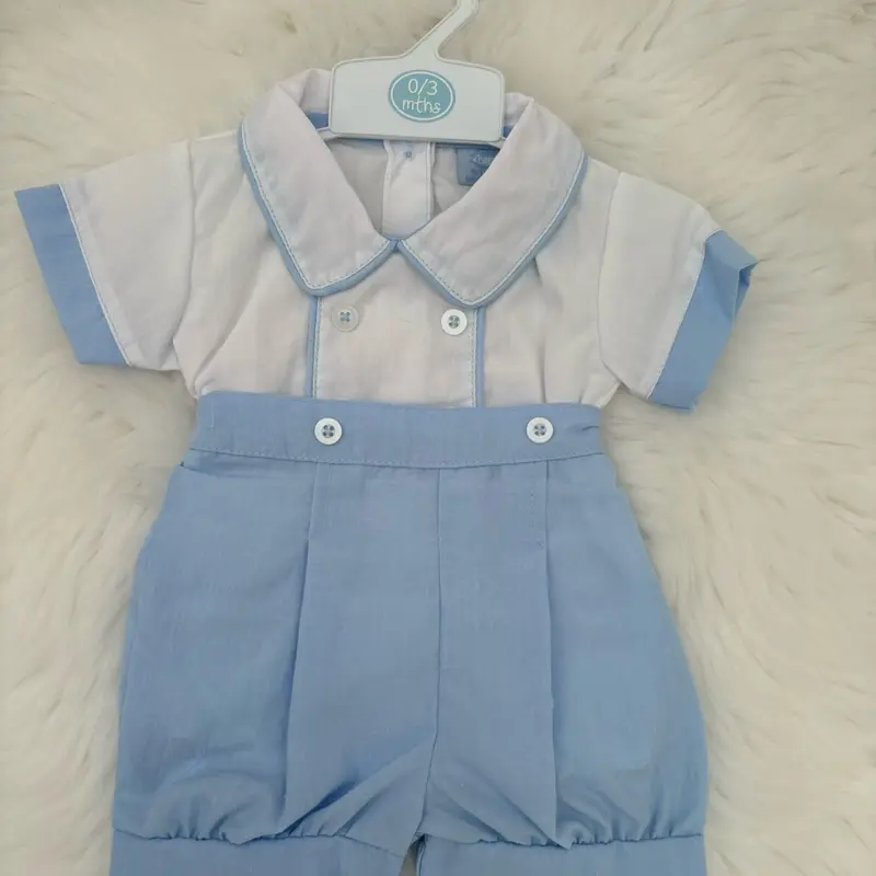Baby boys blue and white top and shorts set 0-9 months 1