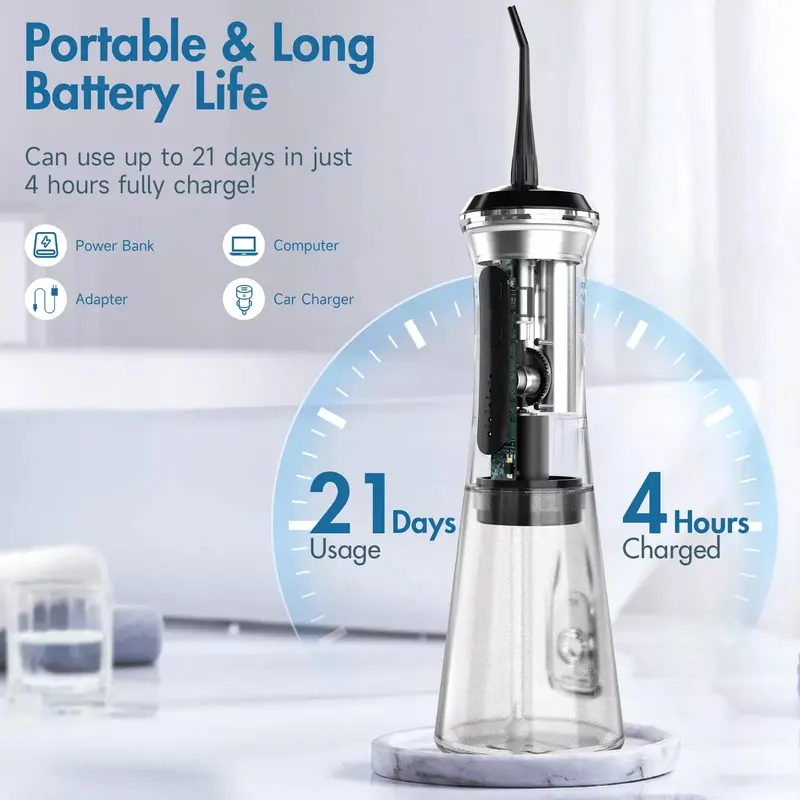 SEJOY C12 Dental Water Flosser Oral Irrigator USB Rechargeable Teeth Cleaner Portable 5 Modes IPX7 Mouth Washing Machine 2