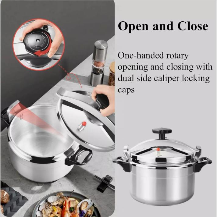 7L-11L Aluminium Pressure Cooker with Lid Latch Indicator - Cookware 4