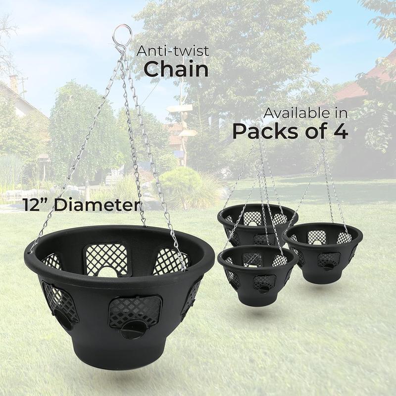 Product Introduction of 12 Inch Indoor Outdoor Balcony Patio Hanging Basket Set of 4 - Hangable Organiser 0