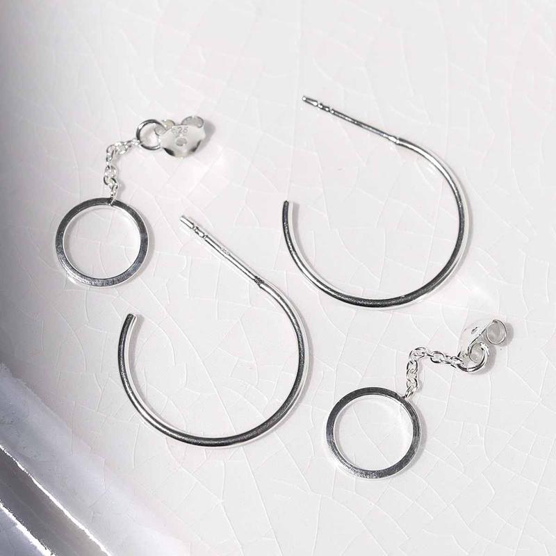 Sterling Silver Multi Circle Hoop Earrings 2