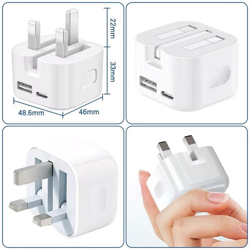Fast Charging Dual Ports PD 20W UK Adapter USB & C Charger for iPhone Samsung HTC - Mobile Phone Accessories - Electronic Devices Smartphone Cellphone 3