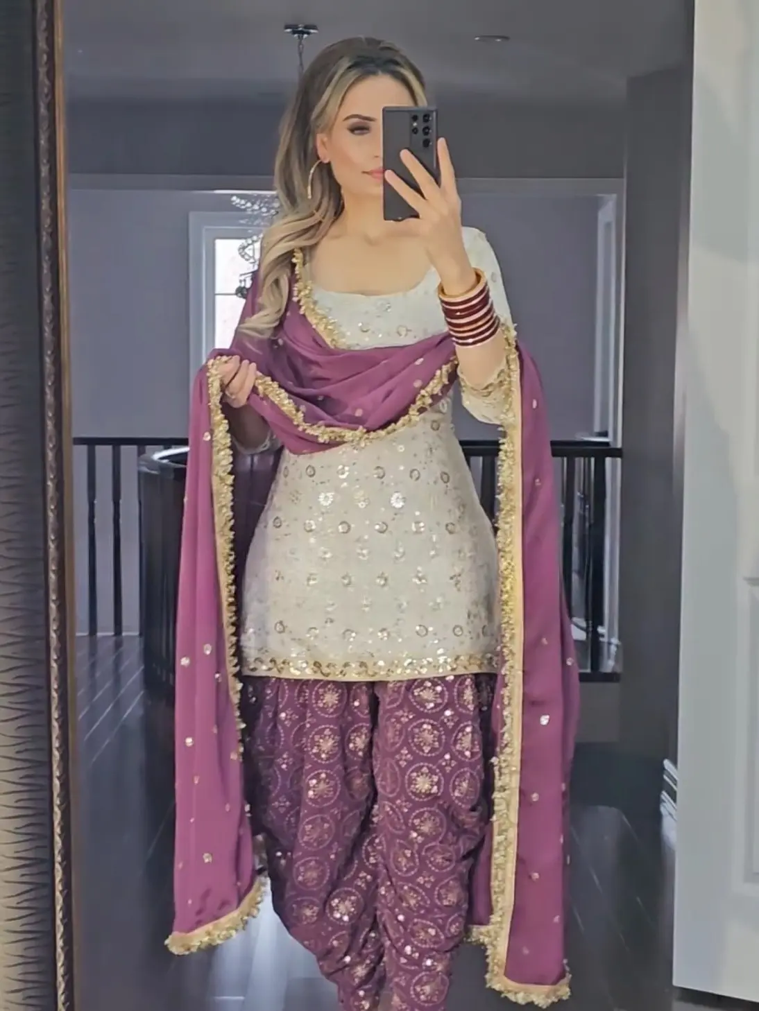 Designer Sequins Work Georgette Kurta With Dhoti, Punjabi Patiala With Dupatta, Pakistani Kurta Set for Women, Readymade Salwar Kameez Dress Traditional Womenswear