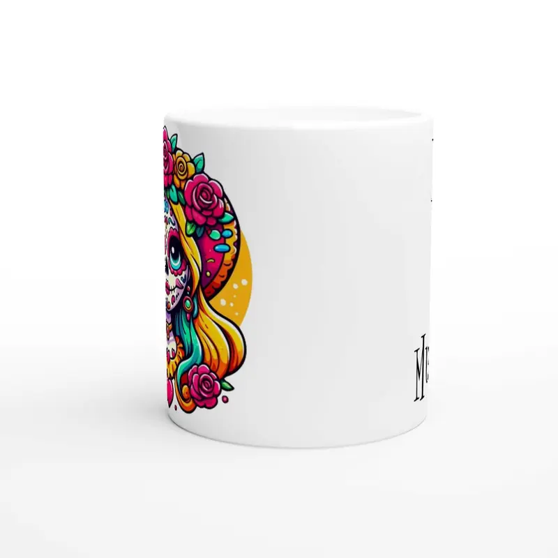 Dia De Muertos  - White 11oz Ceramic Mug Beverage Drinkware Glossy Stylish Glossy Stylish Coffee Tumbler Cup Reuse Washable Reusable Printed 2